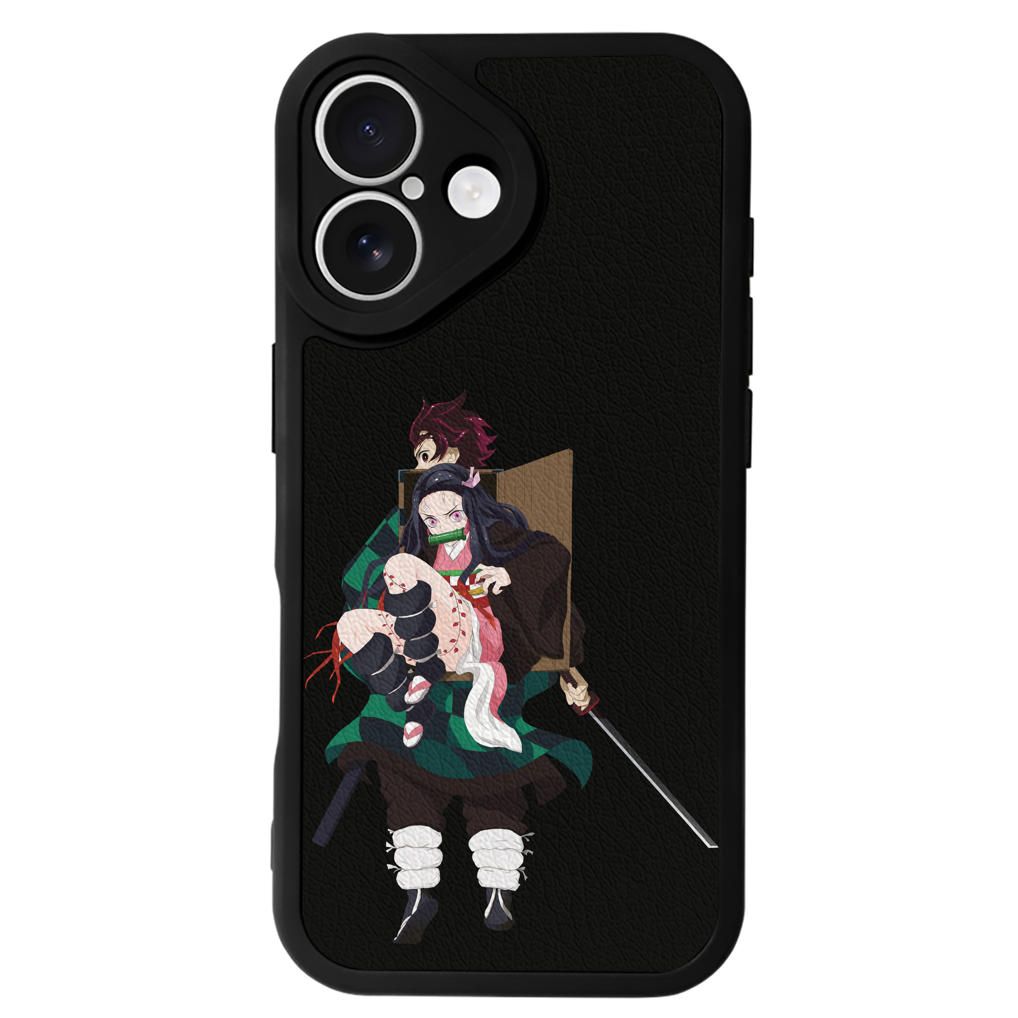 （画像用） 鬼滅の刃（きめつのやいば）竈門 禰󠄀豆子／かまど ねずこ Kamado Nezuko 【iPhone 16シリーズ対応】シリコンスマホケース（レザー調） 材質：シリコン